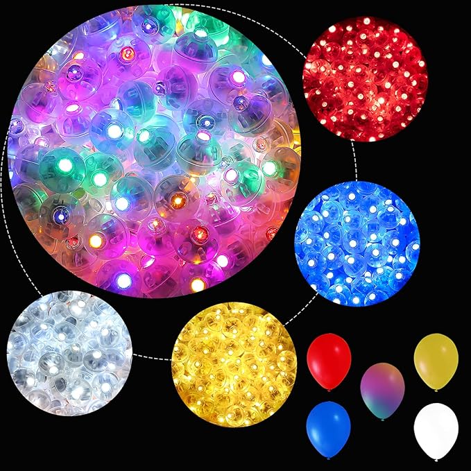 ZGWJ 100PCs Mini Led Lights,Flash Led Balloons Light up Balloons for Party Decorations Neon Party Lights for Paper Lantern Easter Eggs Birthday Party Wedding Halloween Christmas Decoration