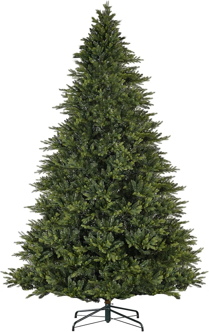 HOMCOM 12ft Artificial Christmas Tree with 8410 Tips, Foldable Metal Stand, Easy Assembly, Full Christmas Tree, Realistic Hinged Xmas Tree for Home Office Holiday, Green