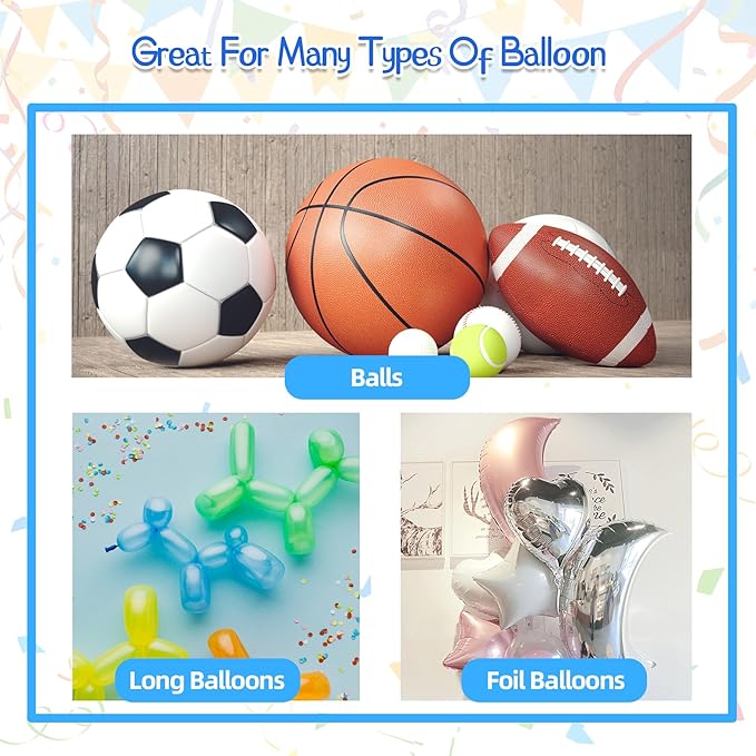 260 Balloon Pump Electric, Portable Automatic Dual Nozzle Inflator with Tying Tools for Long Animal Balloons Birthday Gender Reveal Baby Shower Balloons Party Decorations