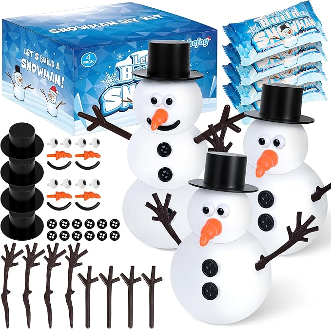 4 Pack Christmas Crafts, Air Dry Clay Snowman Craft, Do You Want to Build a Snowman Christmas Stocking Stuffers for Kids, Toddler Crafts Supplies for Christmas Winter Event Game Toys Xmas Present