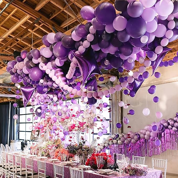PartyWoo Pastel Purple Balloons 127 pcs Different Sizes Pack of 36 18 12 10 5 Inch Light Pastel Purple Lavender Lilac Balloon Arch Kit Garland for Baby Shower Birthday Party Decorations Purple-Q10