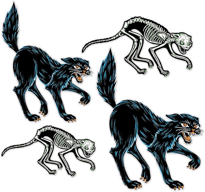 Beistle Vintage Halloween Cats 4 Piece Wall Decoration