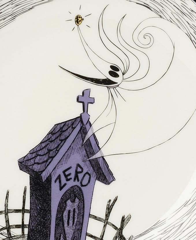 Lenox Dinnerware Set, Nightmare Before Christmas Accent Plates Set For 4, Jack Skellington, Halloween Decor Indoor, Porcelain, Dishwasher Safe, Microwave Safe, Halloween Dishes (White/Black, 4 Pieces)