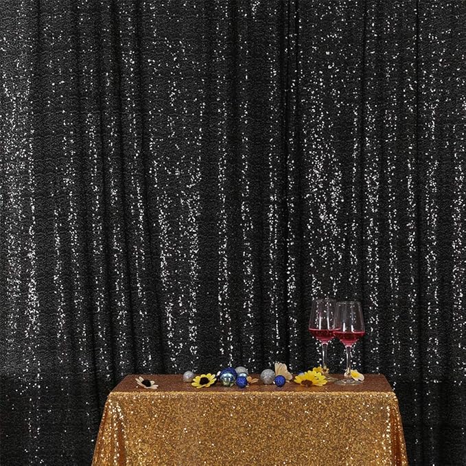 Eternal Beauty Black Sequin Backdrop, 6x6 Ft Halloween Glitter Background Curtains for Shimmer Photography Party Wedding Birthday Back Drop Decor
