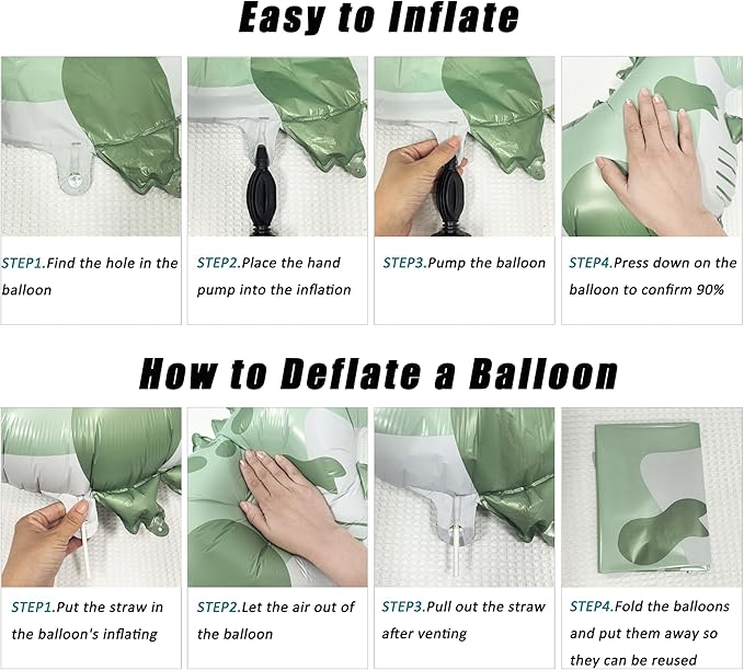 2PCS Matte Dinosaur Animal Balloons Cute inflatable dinosaur Foil Balloons for Dinosaur themed Birthday Party Baby Shower Decoration Kids Jungle Theme Birthday Party Supplies Decor