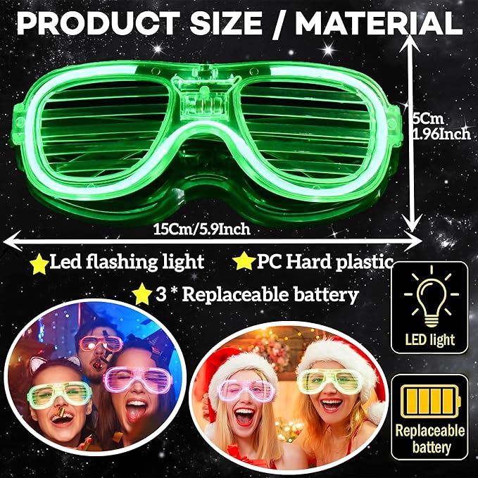 Fsmiling 24 Pack Light Up Glasses Adults Led Glasses Glow In The Dark Party Supplies for Adults Party Favor
