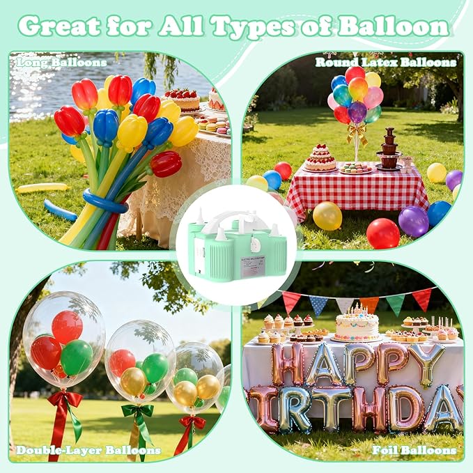 AXHJ Electric Balloon Pump, Portable Electric Air Balloon Pump Dual Nozzle Air Blower Pump AC110V