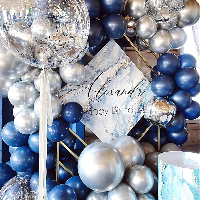 PartyWoo Navy Blue Balloons 100 pcs Pearl Navy Balloons Different Sizes Pack of 36 18 12 10 5 Inch Dark Blue Balloon Arch Kit Balloon Garland for Graduation New Year Wedding Party Decorations Blue-Z90