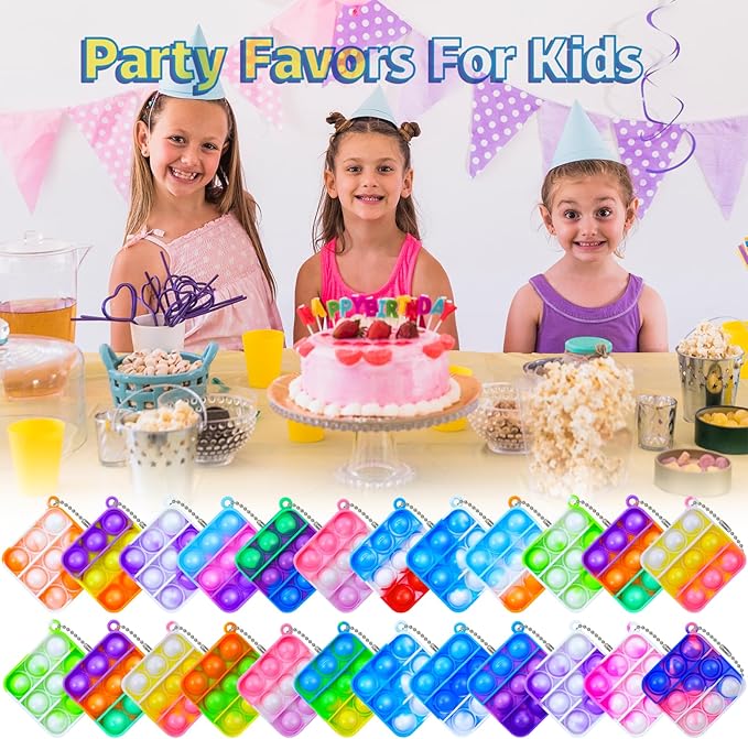 36 Pcs Kids Party Favors Pop Fidget Keychain lt Mini Fidget Toys Bulk for Kids Goodie Bag Stuffers Classroom Prizes It Bubbles Poppers Students Bulk Toys