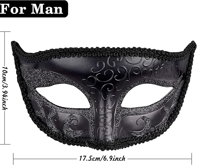 SIQUK Couple Masquerade Masks Metal Venetian Party Mask Halloween Costume Mask Mardi Gras Mask for Couples Women and Men