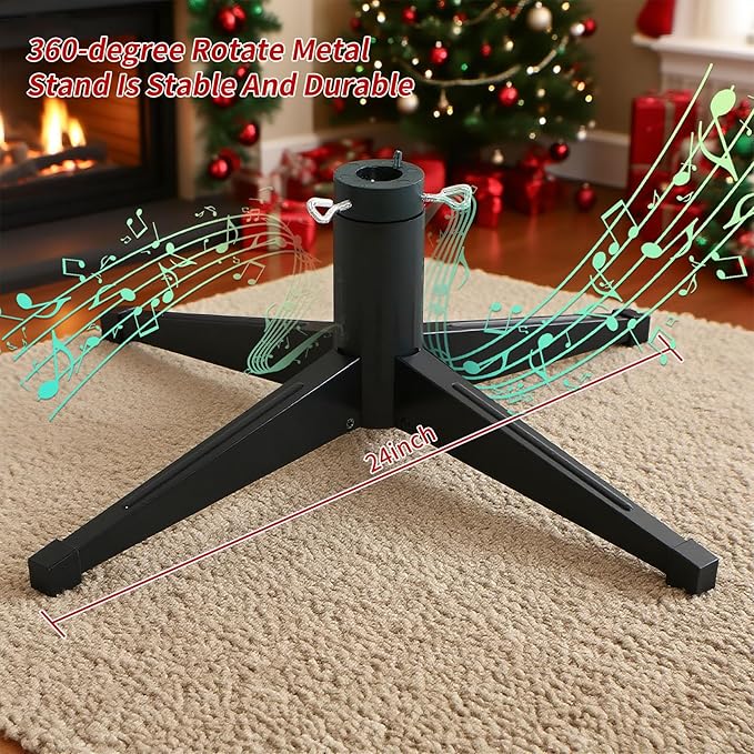 9ft Prelit Artificial Christmas Tree with Music, 600 Warm White & Multi-Color LED Lights, 2560 PE+PVC Branch Tips, Remote Control Rotating Stand, 8 Lighting Effects, Timed Design