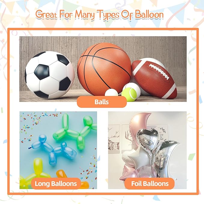 260 Balloon Pump Electric, Portable Automatic Dual Nozzle Inflator with Tying Tools for Long Animal Balloons Birthday Gender Reveal Baby Shower Balloons Party Decorations