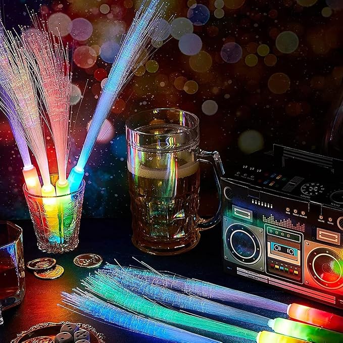 Color Handheld LED Fiber Optic Light Set - with 3 Variable Frequency Flicker Modes, Seven Light Color Changes-Suitable for Bar, Party, Concert and Other Cheering Props (36 PCS)