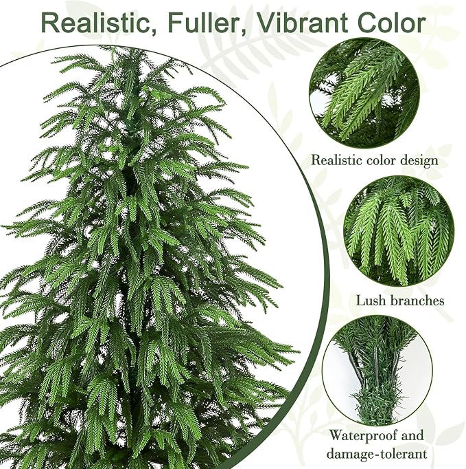 Artificial Norfolk Pine Tree, 3 ft Realistic Christmas Tree, Fake Potted Plants for Front Porch Outdoor Indoor Garden Christmas Decor