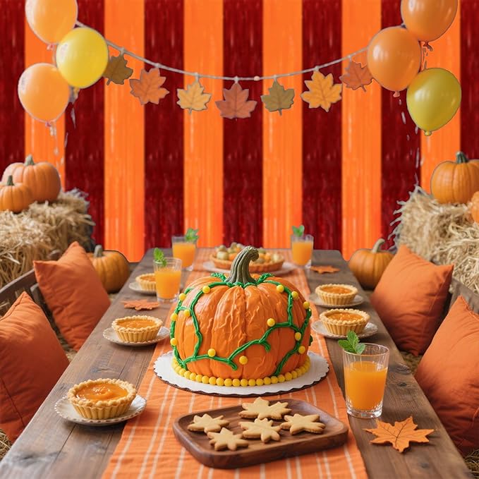 TONIFUL 2Pcs Red Orange Door Streamers,Green Photo Booth Backdrop,Metallic Streamers Green Foil Fringe Curtains for Birthday,Christmas,New Year,Thanksgiving,St. Patrick's Day Party Streamers Decor