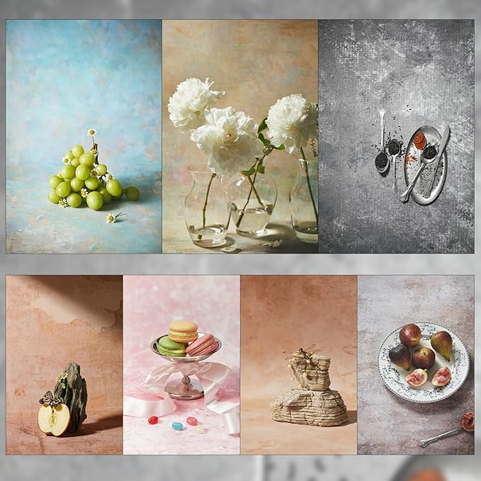 7PCS Product Photography Backdrops, Non-Wrinkle Photo Backdrop Retro Cloth, Flat Lay Props Background Table Top for Jewelry, Cosmetics, Food (Medium Size 39x27in), MDAOCRY