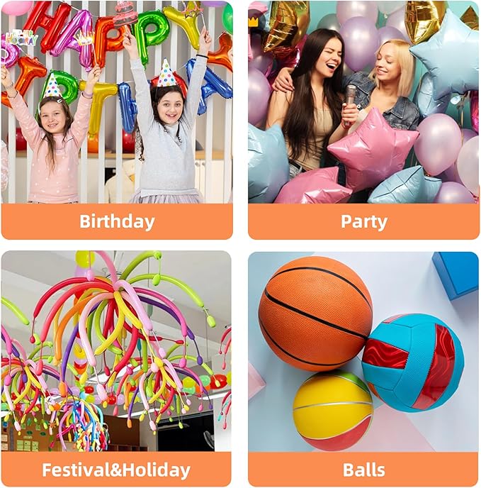 260 Balloon Pump Electric, Portable Automatic Dual Nozzle Inflator with Tying Tools for Long Animal Balloons Birthday Gender Reveal Baby Shower Balloons Party Decorations