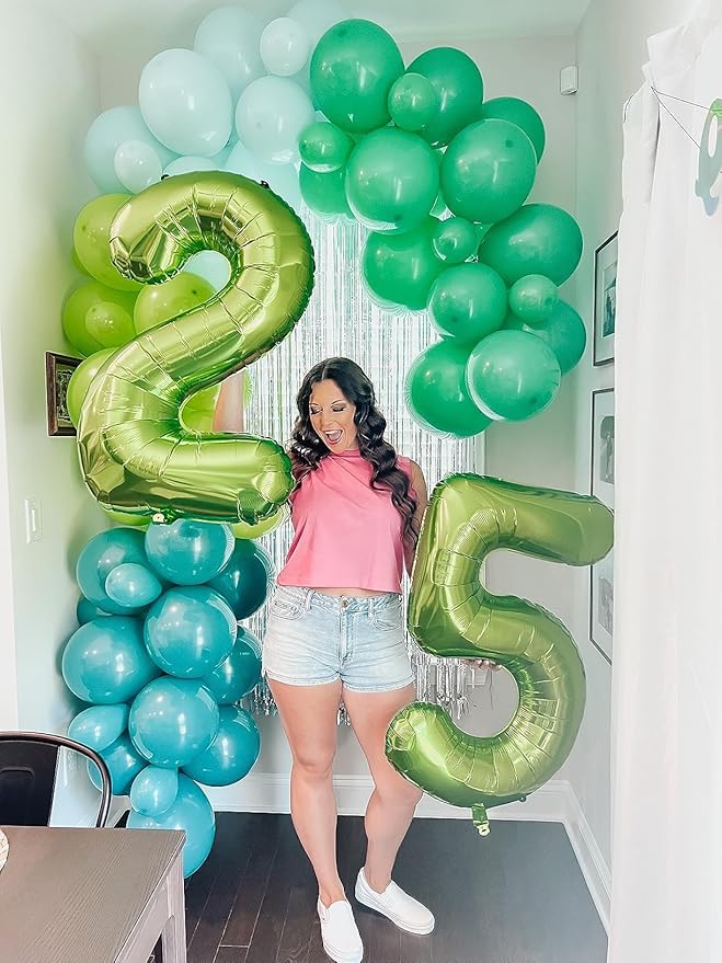 Balloon Numbers 40 Inch 5 Ballon for 5th Birthday Decorations, 15 25 35 50 Big Light Green Number Balloons for Wedding Photo Shoot Party Decor