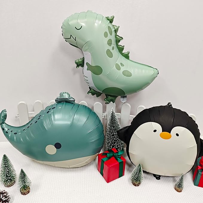 2PCS Matte Dinosaur Animal Balloons Cute inflatable dinosaur Foil Balloons for Dinosaur themed Birthday Party Baby Shower Decoration Kids Jungle Theme Birthday Party Supplies Decor