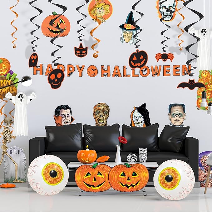 Beistle 2 Piece 16" Plastic Inflatable Eyeball Decorations With Hang Tab- Giant Eye Spooky Halloween Party Supplies