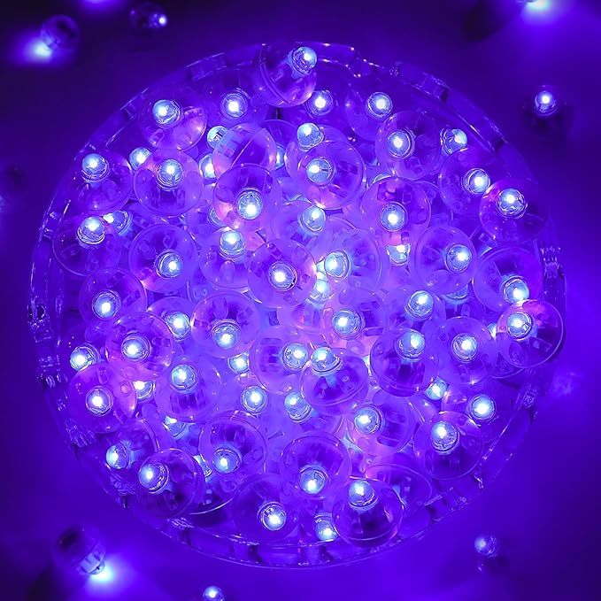 ZGWJ 50PCs Mini Led Lights for Paper Lantern, Purple Led Balloons Light up Balloons for Neon Party Lights Easter Eggs Christmas Halloween Birthday Party Wedding Decoration