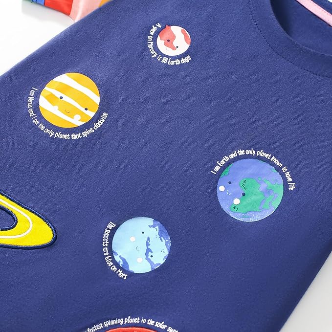 FreeLu Toddler Girls Striped Summer Dress Cartoon Appliques Dresses Girls Cotton Casual Clothing 2-7Y