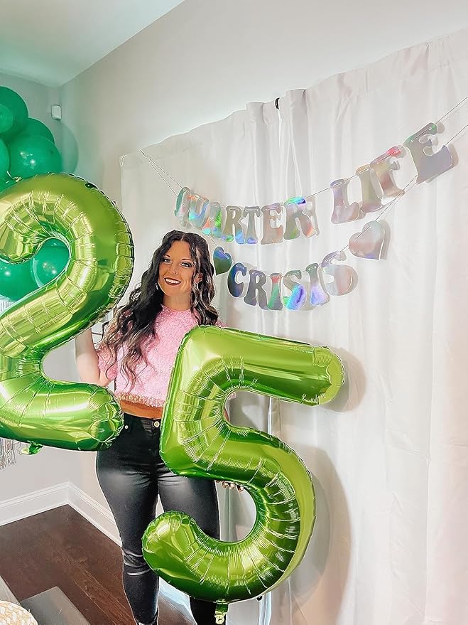 Balloon Numbers 40 Inch 5 Ballon for 5th Birthday Decorations, 15 25 35 50 Big Light Green Number Balloons for Wedding Photo Shoot Party Decor