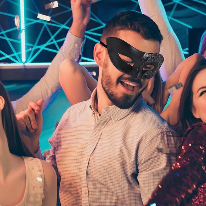 SIQUK Couple Masquerade Masks Set Venetian Party Mask Plastic Halloween Costume Mask Mardi Gras Mask for Women and Men