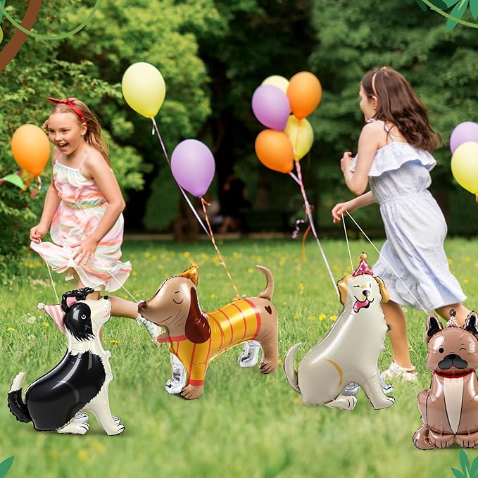 Hungdao 6pcs Dog Balloons Pet Dog Birthday Party Decorations Pet Party Supplies Cute Puppy Foil Animal Balloons Sheepdog Labrador Retriever ‌poodle Dachshund Decor for Baby Shower