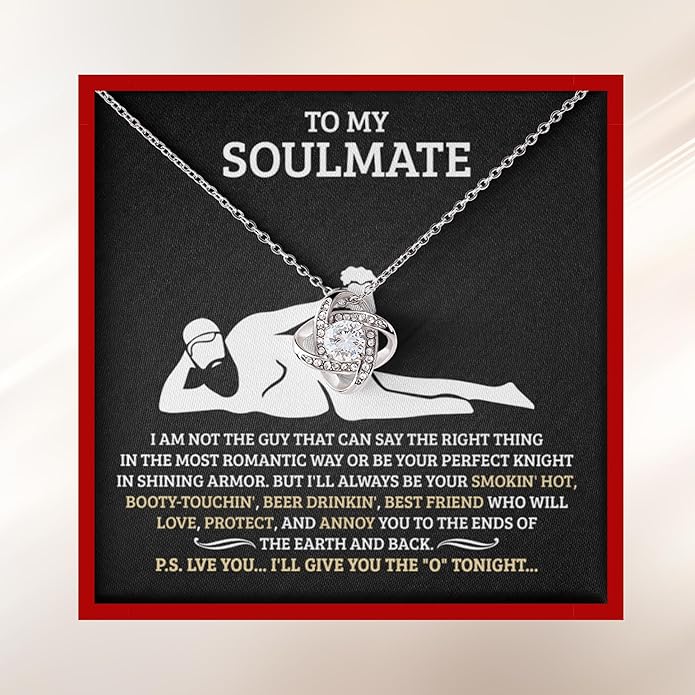 Birthday Gifts for Wife from Husband | Soulmate Necklace with Heartfelt Message Card & Box | Anniversary, Birthday, Christmas or Valentine’s Day Gift for Girlfriend, Fiancée