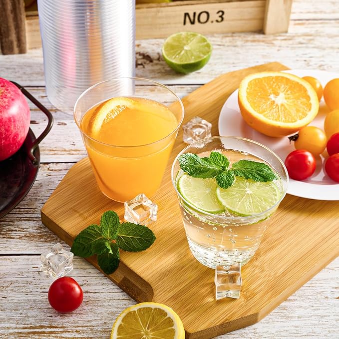 JOLLY CHEF 200 Pack 10 OZ Clear Disposable Plastic Cups,Heavy Duty Clear Plastic Cups Tumblers for Wedding,Thanksgiving, Christmas Halloween Party