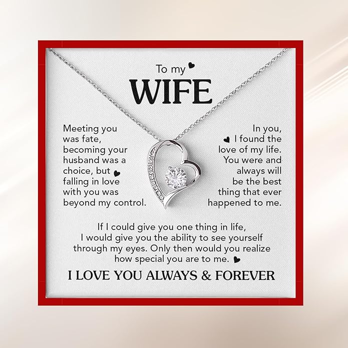 Birthday Gifts for Wife from Husband | Soulmate Necklace with Heartfelt Message Card & Box | Anniversary, Birthday, Christmas or Valentine’s Day Gift for Girlfriend, Fiancée