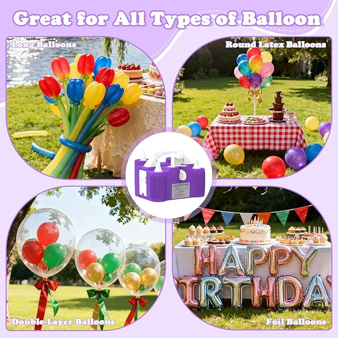 AXHJ Electric Balloon Pump, Portable Electric Air Balloon Pump Dual Nozzle Air Blower Pump AC110V