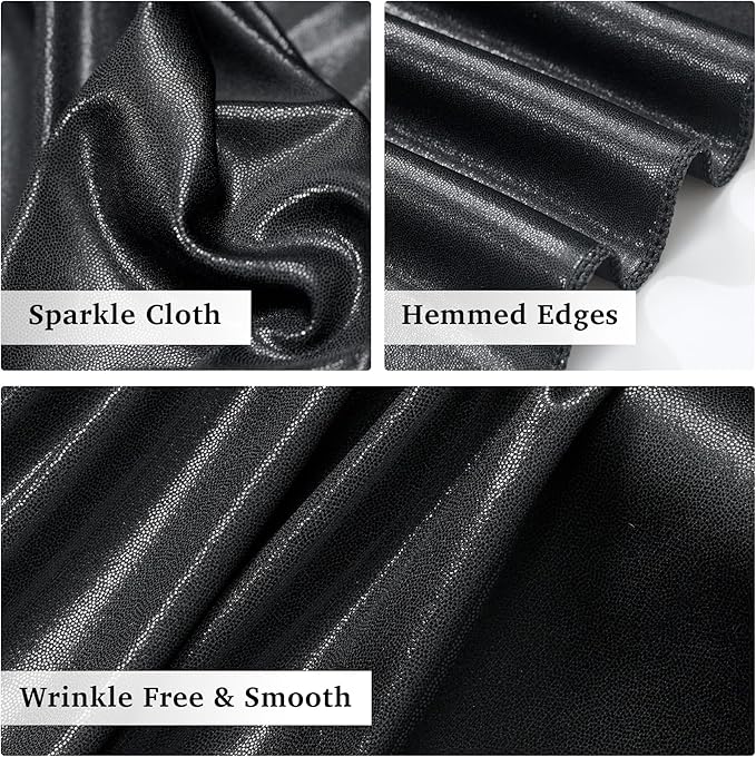 20ftx10ft Black Sequin Backdrop Curtain Panels for Parties, Wrinkle Free Glitter Photo Backdrop Drapes 4 Panels 5x10FT Shiny Back Drop Cloth for Wedding Birthday Christmas Photography Background