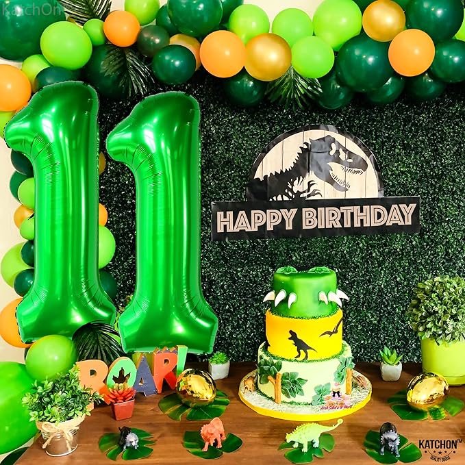 KatchOn, Dark Green Number 11 Balloon - Giant 40 Inch | Green 11 Balloons Number, 11th Birthday Decorations for Boys | 11 Balloons for Birthdays | Green 11 Balloon anniversary decorations