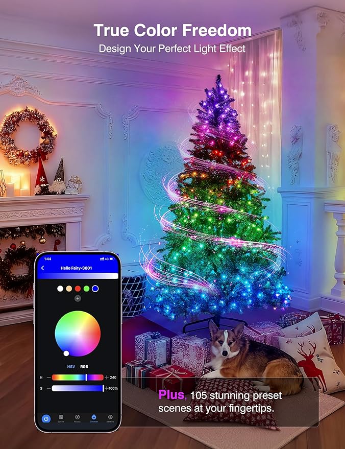 Brightown 9FT Christmas Tree, Prelit Lighted Artificial Tree, Pre Lit Christmas Trees for Holiday, Vacation, Xmas