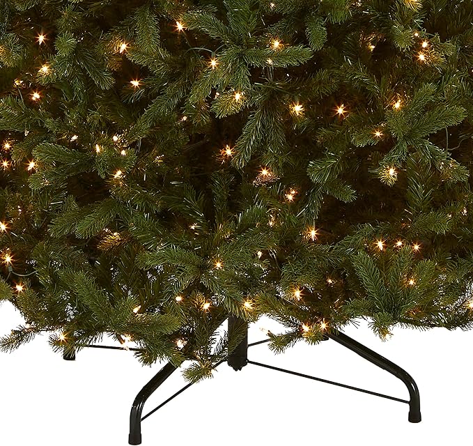 National Tree Company Pre-lit 'Feel Real' Artificial Giant Downswept Christmas Tree, Green, Douglas Fir, White Lights, Includes Stand, 10 feet
