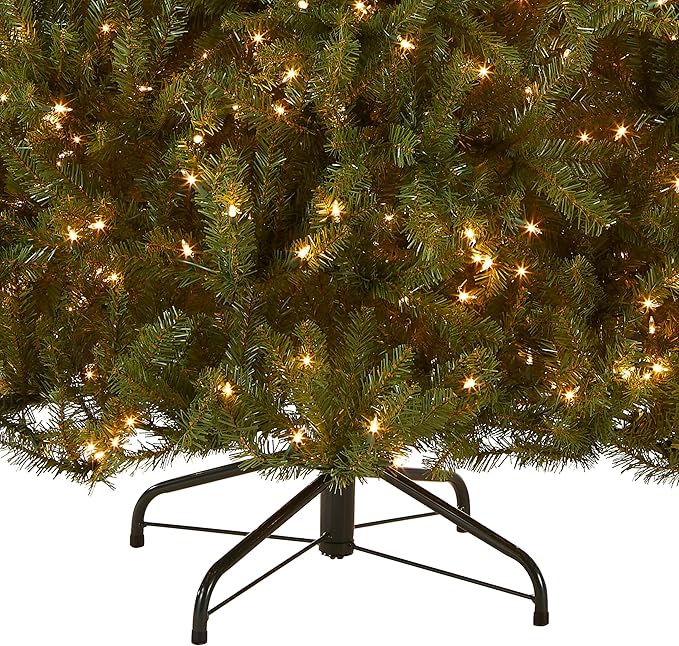 National Tree Company Pre-Lit Artificial Full Christmas Tree, Green, Dunhill Fir, White Lights, Includes Stand, 9 Feet