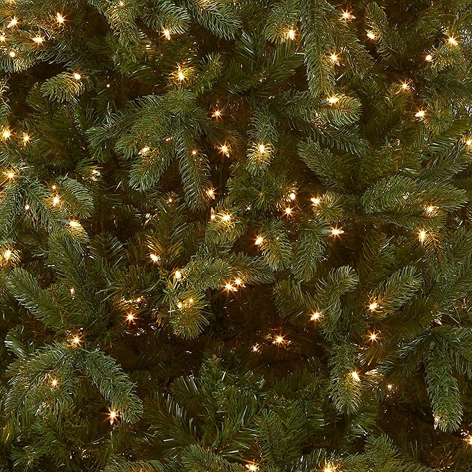 National Tree Company Pre-lit 'Feel Real' Artificial Full Downswept Christmas Tree, Green, Douglas Fir, White Lights, Includes Stand, 7 feet