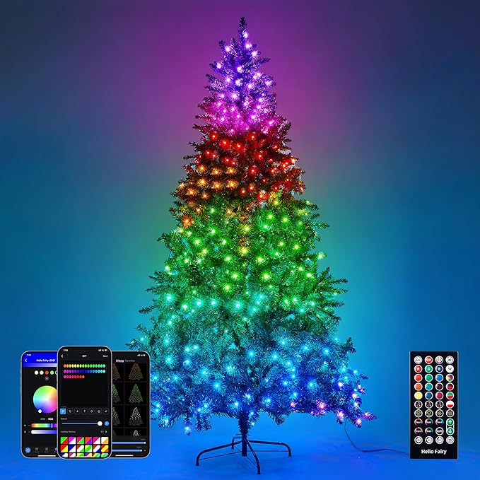 Brightown 9FT Christmas Tree, Prelit Lighted Artificial Tree, Pre Lit Christmas Trees for Holiday, Vacation, Xmas