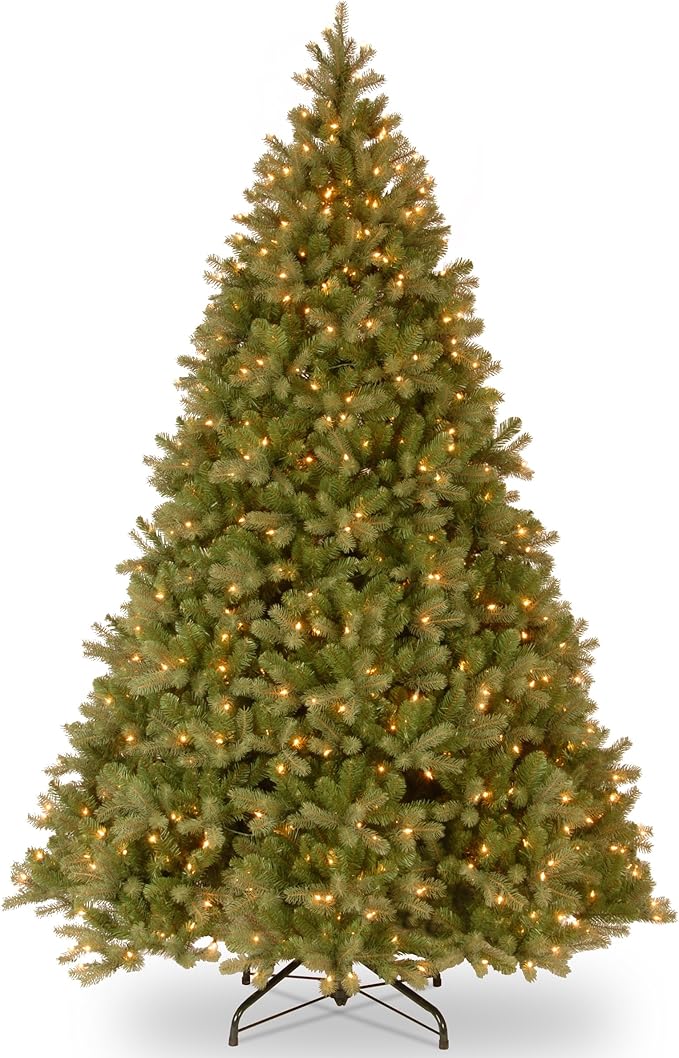 National Tree Company Pre-lit 'Feel Real' Artificial Giant Downswept Christmas Tree, Green, Douglas Fir, White Lights, Includes Stand, 10 feet