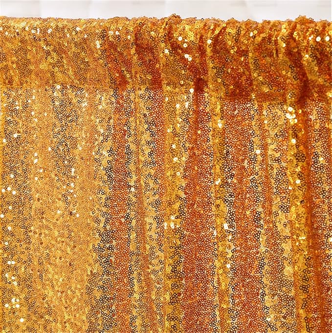 Eternal Beauty Yellow Gold Sequin Backdrop, 7x7 Ft Glitter Background Curtains for Shimmer Photography Party Wedding Birthday Back Drop Decor