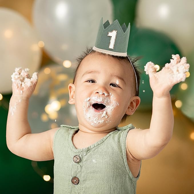 Simple 1st Birthday Party Crown - Classic First Birthday Hat, Unisex One Birthday Decor for Photo Props