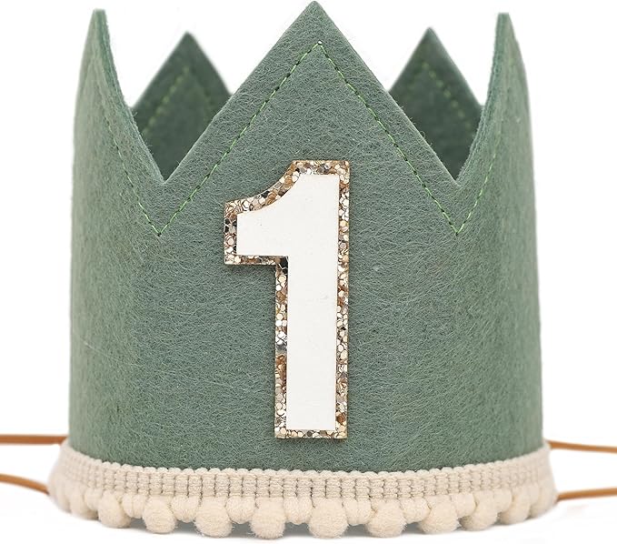 Simple 1st Birthday Party Crown - Classic First Birthday Hat, Unisex One Birthday Decor for Photo Props