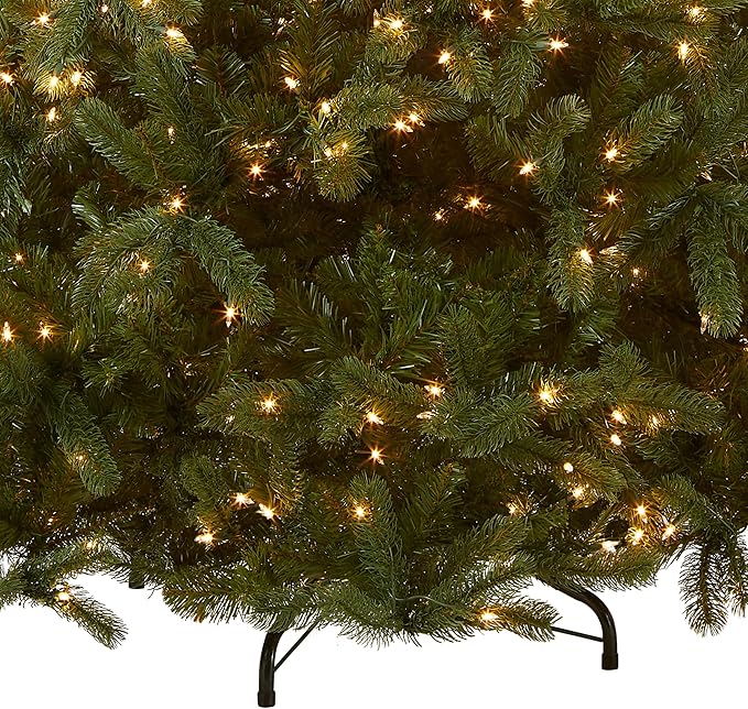 National Tree Company Pre-lit 'Feel Real' Artificial Full Downswept Christmas Tree, Green, Douglas Fir, White Lights, Includes Stand, 7 feet