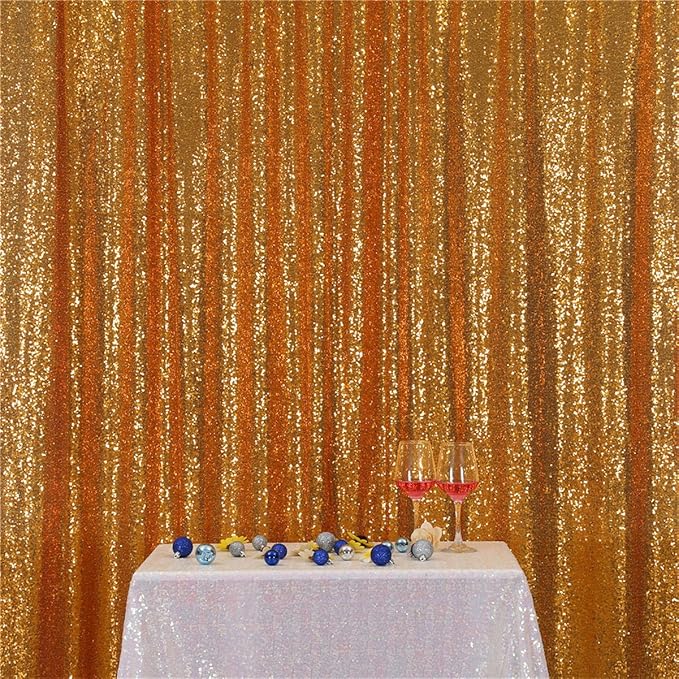 Eternal Beauty Yellow Gold Sequin Backdrop, 4x7 Ft Glitter Background Curtains for Shimmer Photography Party Wedding Birthday Back Drop Decor
