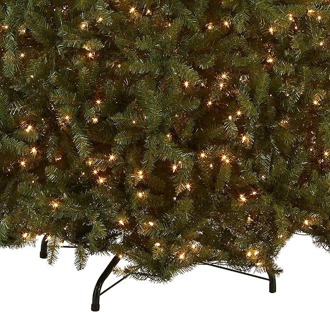 National Tree Company Pre-Lit Artificial Full Christmas Tree, Green, Dunhill Fir, White Lights, Includes Stand, 12 Feet